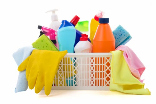 Professional oven cleaning with removed racks and trays