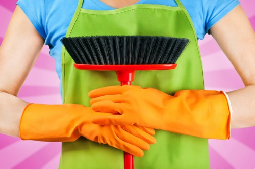 House cleaning supplies arranged for a tidy home routine