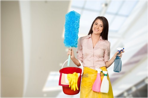 After builders cleaning in a bright newly renovated interior